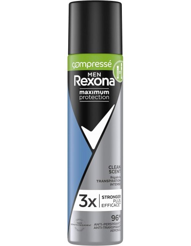 59082958 - Rexona Déodorant Homme Compressé Clean Scent, Anti-transpirant Maximum Protection, Protection 96h Spray 100ml
