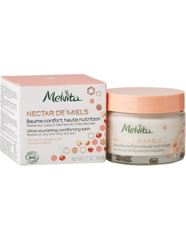 3284410039424 - Melvita - Baume nourrissant Nectar de Miels - Répare intensément - 99% naturel - Certifié Bio - Pot 50 m