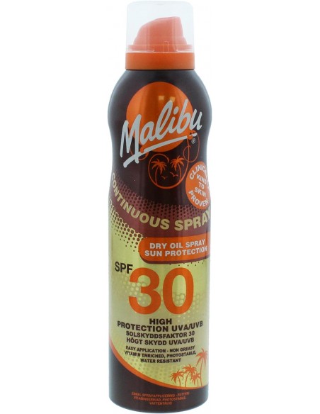 5025135116957 - Malibus Continuous Huile sèche résistante à l'eau avec protection solaire SPF 30 en spray 175 ml - 
