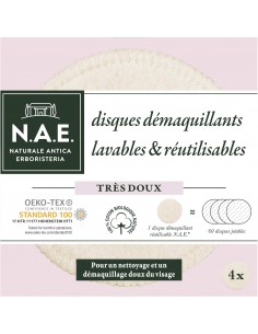 3178041349734 - N.A.E. - Washable facial makeup remover pads - Reusable cotton pads - For gentle facial cleansing - Oeko