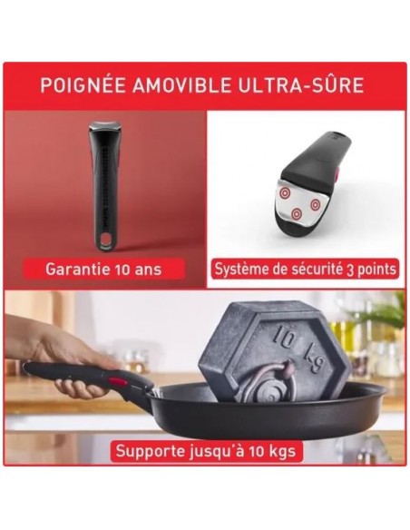 3168430345324 - TEFAL INGENIO Batterie de cuisine 7 pièces, Poêles, Casseroles, Induction, Antiadhésif, Fabriqué en Fran