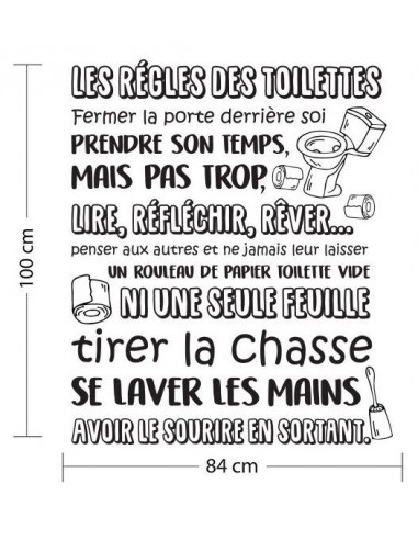 Sticker Les règles des toilettes - Déco murale originale pour vos WC -  Concept Extra