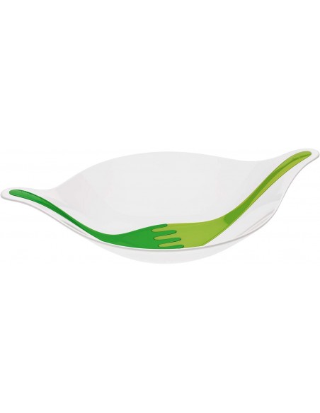 4002942290637 - Koziol - Saladier avec couverts à salade LEAF L - 3 litres - plastique - design - blanc/vert - 