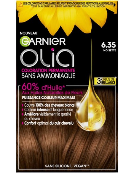 3600541292390 - Garnier Coloration Permanente - Sans Ammoniaque - Aux Huiles Naturelles de Fleurs - Noisette (6.35) - Ol