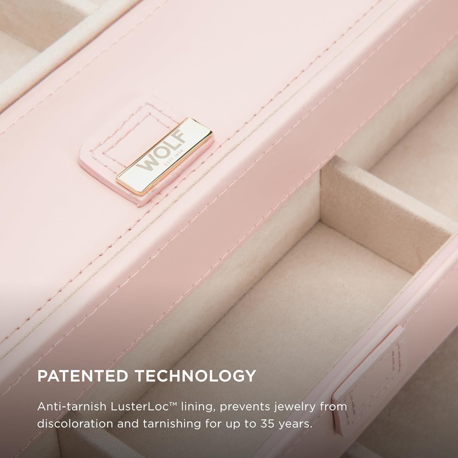 WOLF DESIGNS Boîte à Bijoux Grand format Cuir Rose