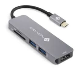 NOVOO USB C Hub, USB-C vers HDMI 4K, Lecteur de Carte SD & Micro SD, 2 x USB 3.0 Adapter en Aluminium pour MacBook Pro, New MacBook