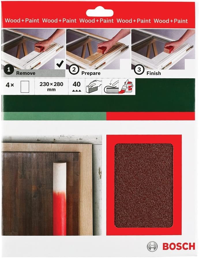 Bosch Accessories 2609256C33 Papier abrasif à usage manuel universal remove 230 x 280 mm P40
