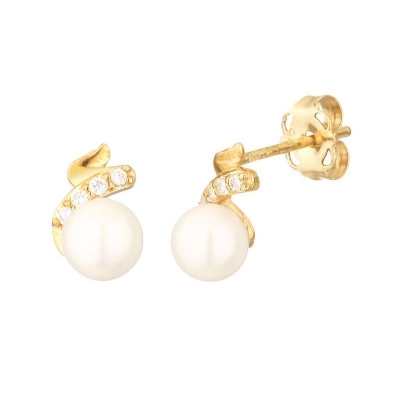 BOUCLE D'OREILLES "PERLISSIMA" PERLE BLANCHE OR JAUNE 375/1000