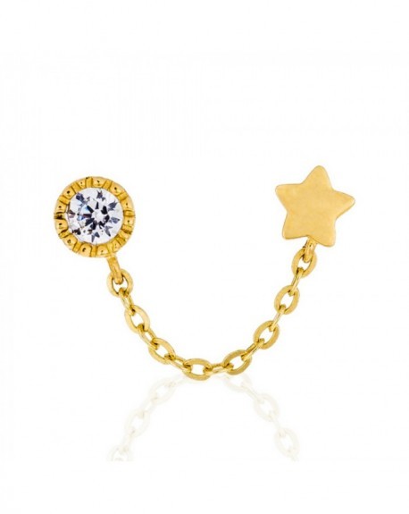 BOUCLES D'OREILLES "ROYAL" OR JAUNE 375/1000 ET ZIRCONIUM