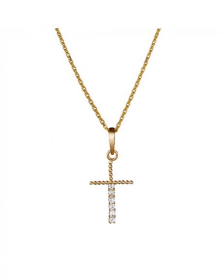 Pendentif Jolie Croix Or Jaune 375/1000 Zirconium
