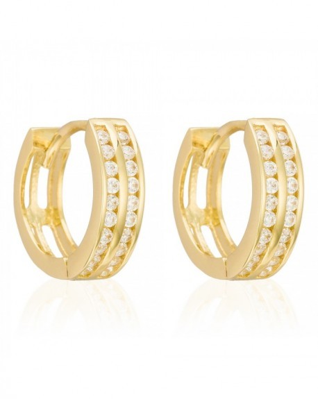 Boucles D'oreilles "Audace" Or Jaune 375/1000 Et Zirconium