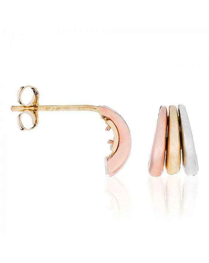 Boucles D'oreilles "Trianon" Or Jaune, Or Rose Et Or Blanc 375/1000