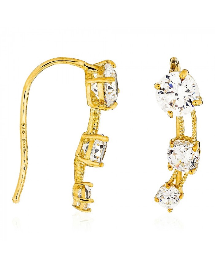 Boucle D'oreilles "Trio De Pierre" Or Jaune 375/1000