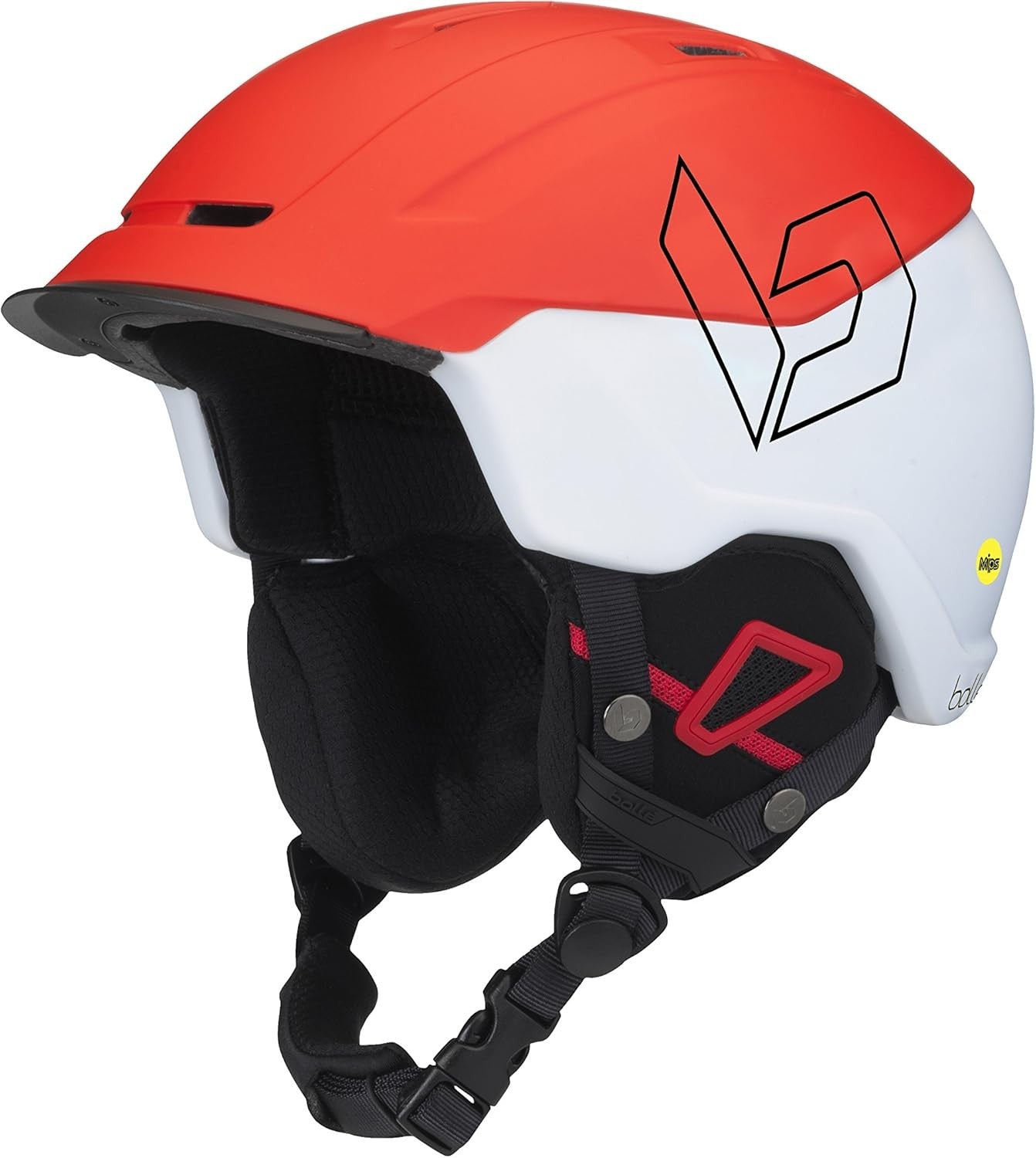 Bolle - Instinct MIPS Casques de Neige Unisexe, Blanc Mat, Rouge, 51-54cm