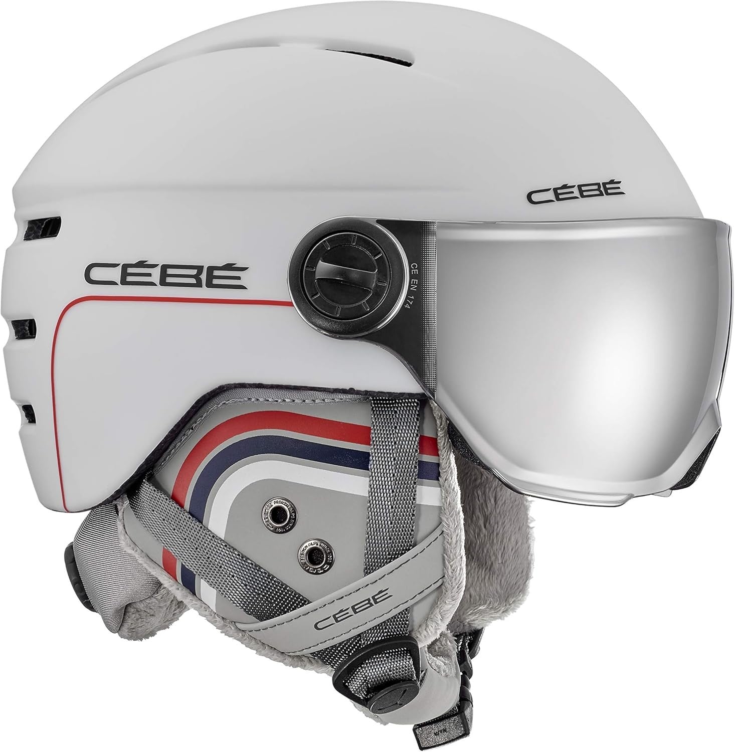 Cébé - Fireball JR Casque de Ski Mixte Enfant, Blanc Mat Patriot Line, 49-51cm