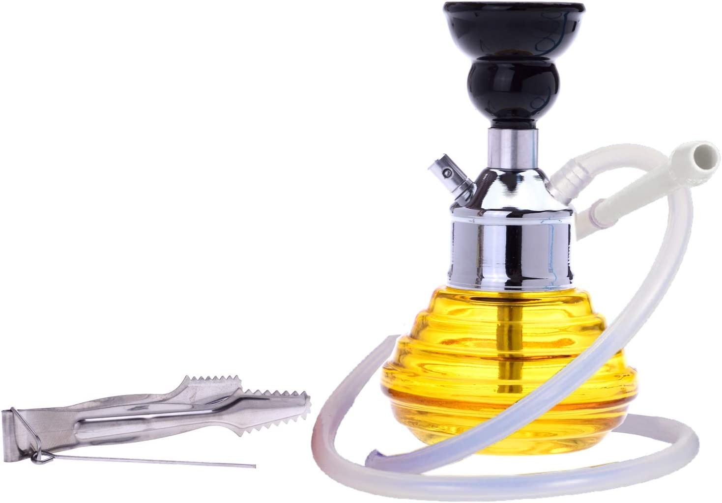 CHAMP - Magnifique Mini Chicha - Narguilé - Format compact 17 Cm - Acier inoxydable et verre