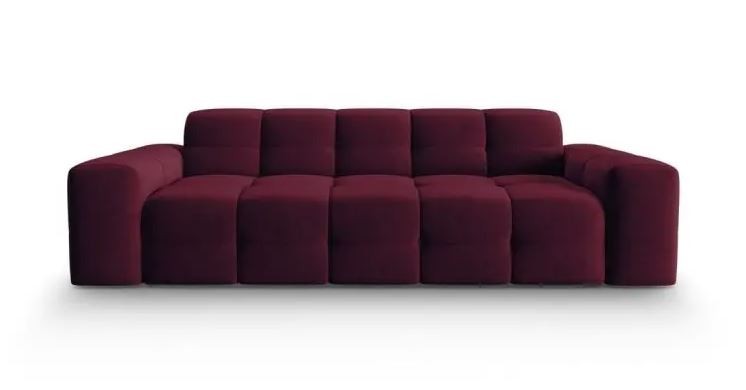 MICADONI - Canapé velours Kendal Pourpre 3 Places