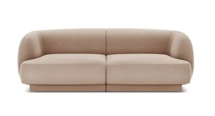 MICADONI - Canapé velours Miley Cappuccino 2 Places