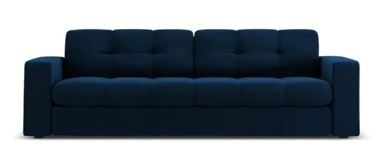 MICADONI - Canapé velours Justin Bleu Roi 3 Places