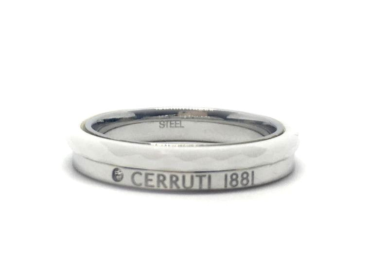 Bague acier chirurgical céramique et strass - Blanc -  Cerruti 1881