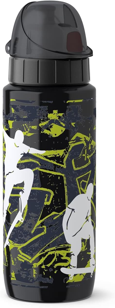 Emsa Light Steel 518358 Gourde en acier inoxydable avec fermeture automatique, 0,4 l taille unique Skateboard