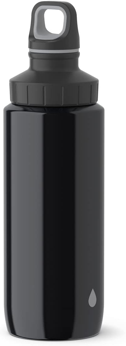 Emsa Light Steel 518358 Gourde en acier inoxydable avec fermeture automatique, 0,4 l taille unique Gris drop