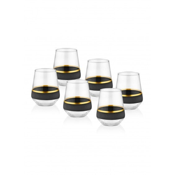 ENSEMBLE DE VERRES - INGVAR - NOIR, OR