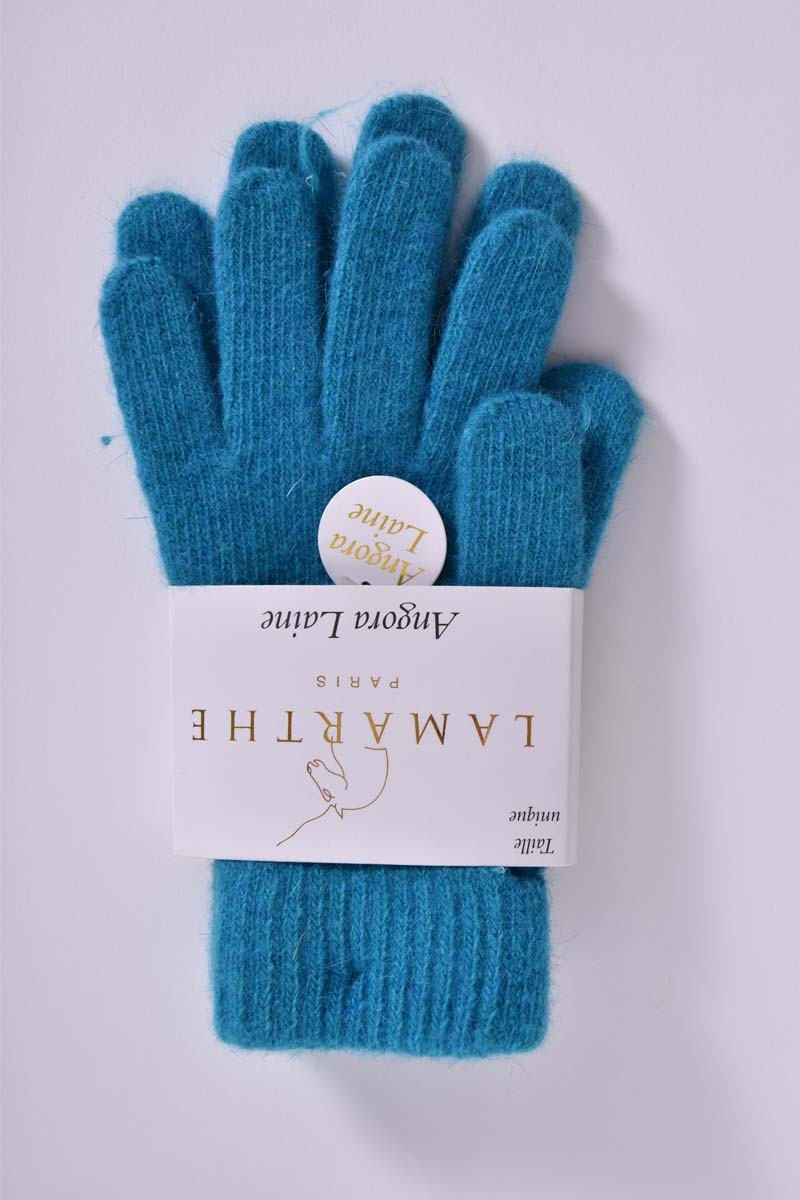 Gant femme LAMARTHE en Angora Laine - Flore bleu