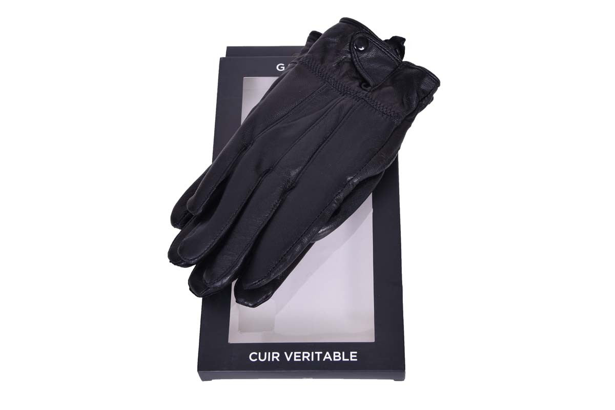 Gant homme Lee Cooper en cuir véritable noir - Alphonse