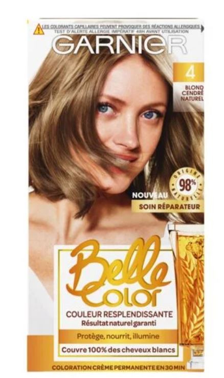 Coloration Cheveux Permanente 4 Blond Cendré Naturel BELLE COLOR