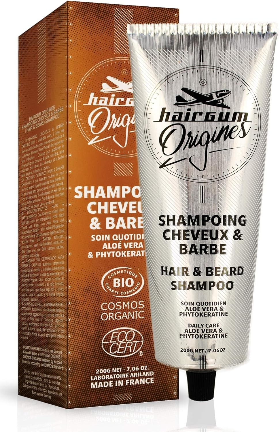 Shampoing Hairgum Origines Cheveux et Barbe - Certifié BIO, 200g