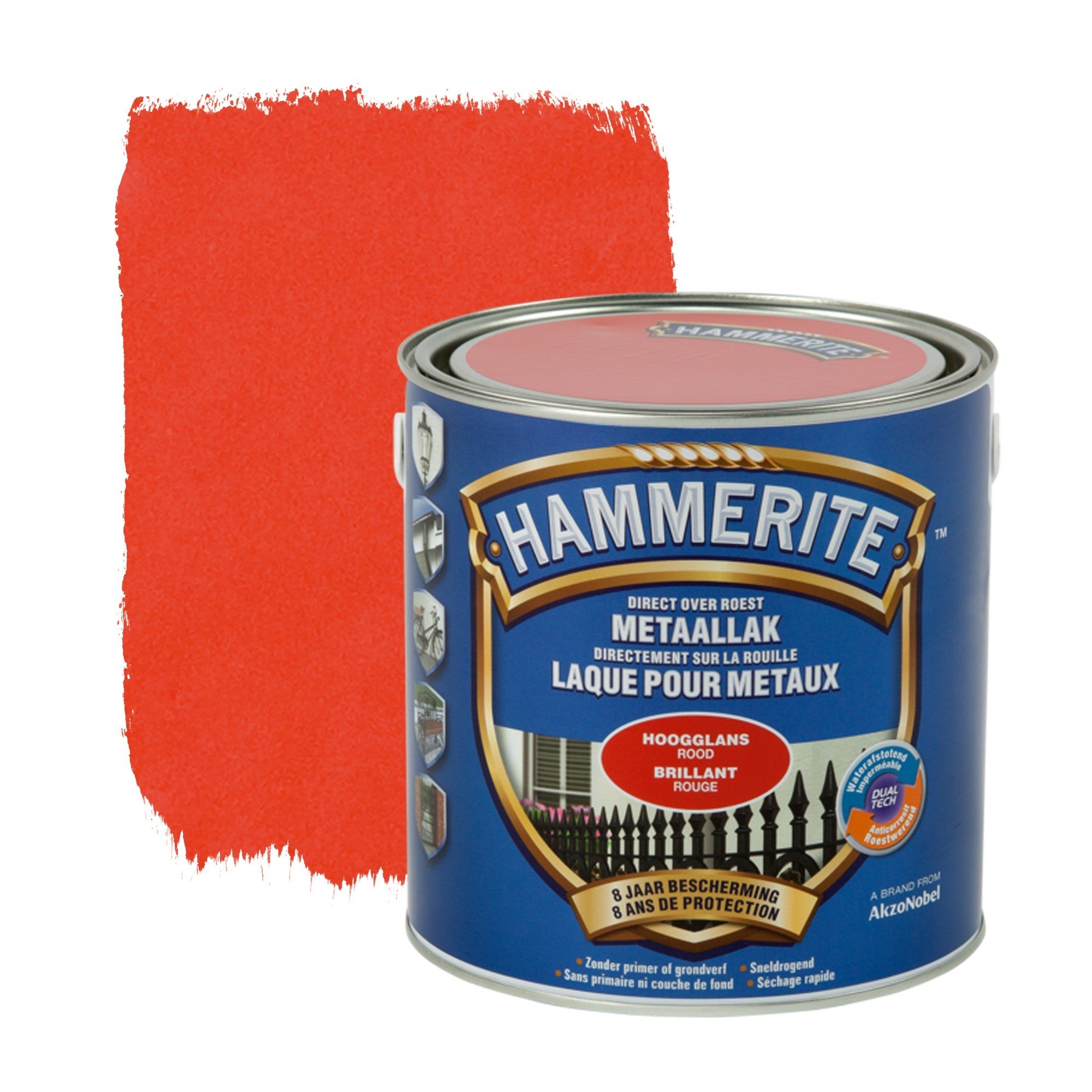 Laque pour métal Hammerite brillant rouge 2,5 L