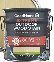 GoodHome Extreme Outdoor Clear Satin Quick dry Wood stain, 2.5L