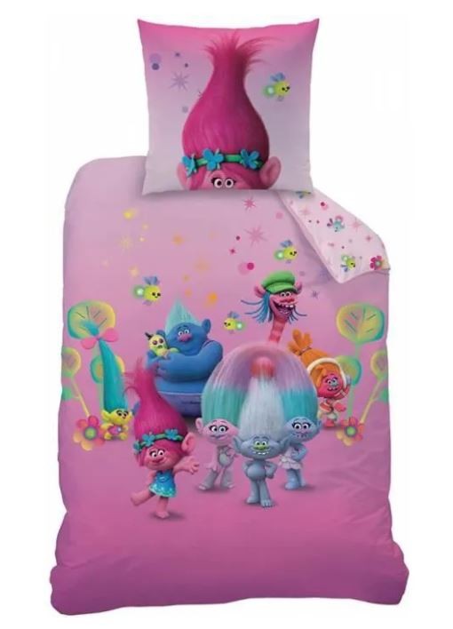 Housse de Couette Trolls and Friends 150 x 200 cm + taie d'oreiller 63 x 68 cm