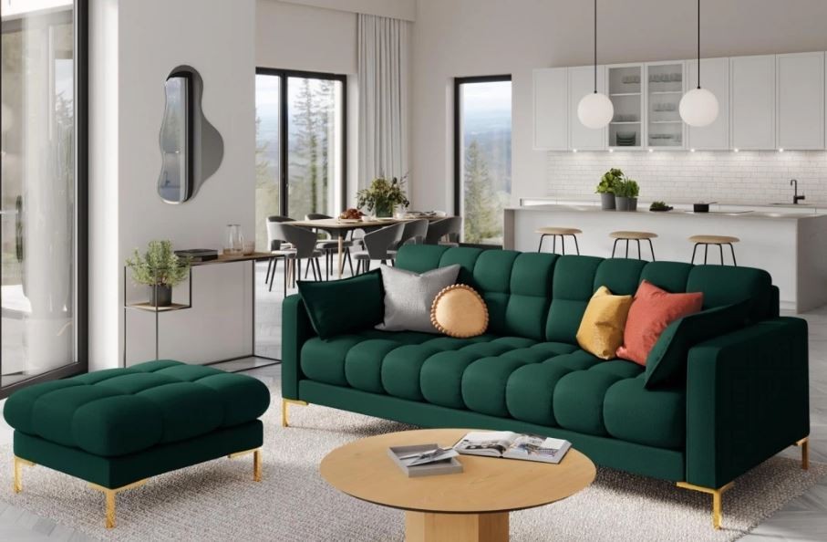 MICADONI - MAMAIA Canapé velours 4 places vert