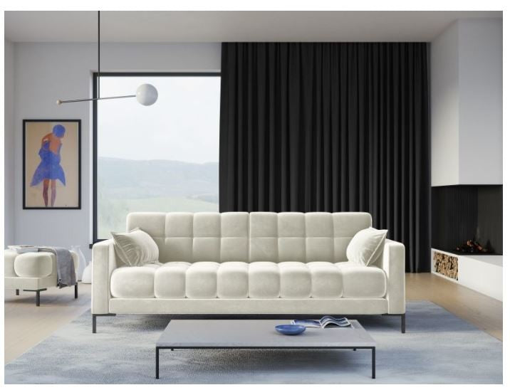 MICADONI - MAMAIA Canapé velours 4 places beige clair