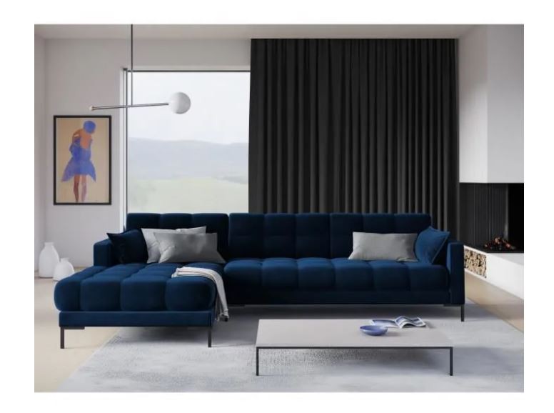 MICADONI - MAMAIA Canapé angle gauche velours bleu roi