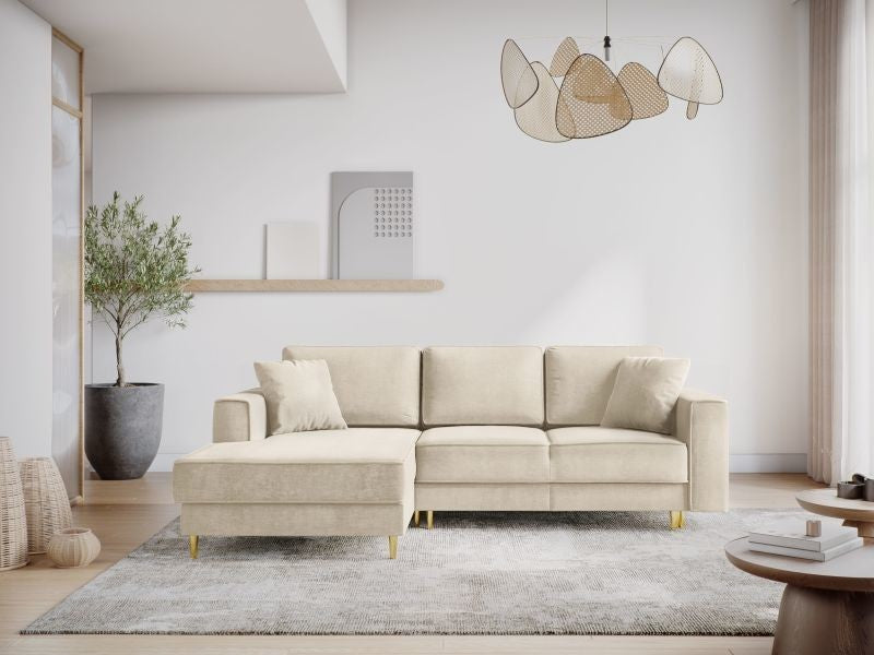 MICADONI - Canapé angle gauche 4 places beige clair