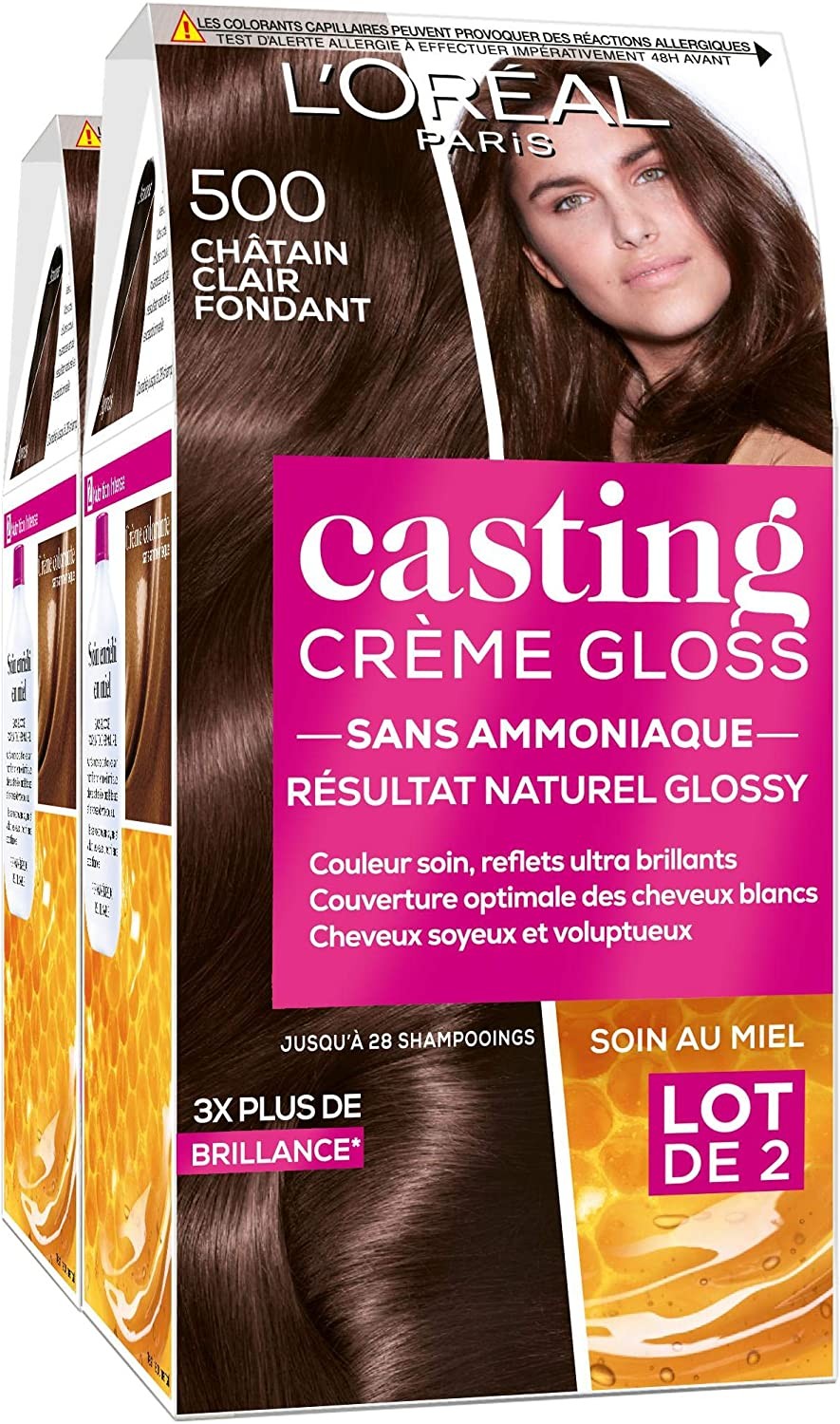 L'Oréal Paris Casting Crème Gloss Coloration Ton sur Ton pour Cheveux - Sans Ammoniaque - Châtain Clair (500)