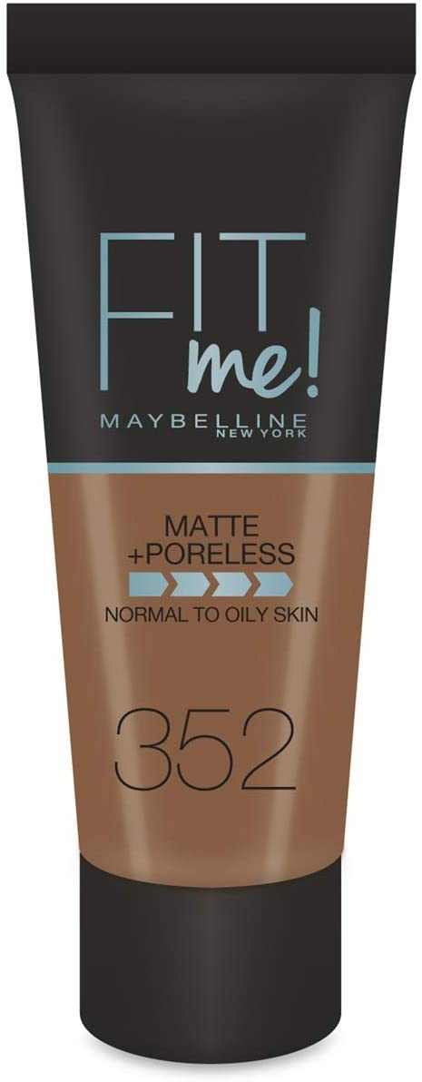 Maybelline New-York - Fond de Teint Fluide Fit Me Matte & Poreless - Peaux normales à grasses - Teinte : 352 Cacao - 30 ml