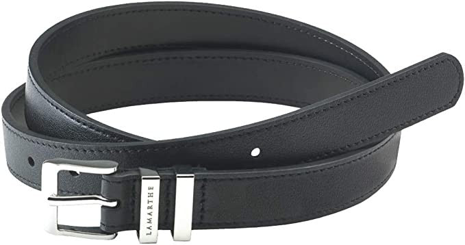 Lamarthe - Ceinture en 100% Cuir grainé de vachette (Noir, Taille 90cm)