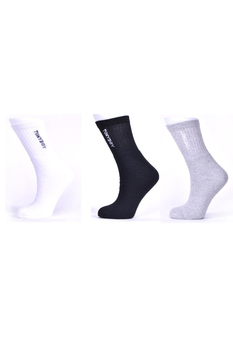 Lot de 3 paires de chaussettes de tennis - Tony Boy - Blanc, Noir, Gris