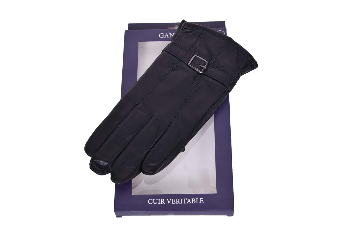 Scott - gant pour homme en cuir noir