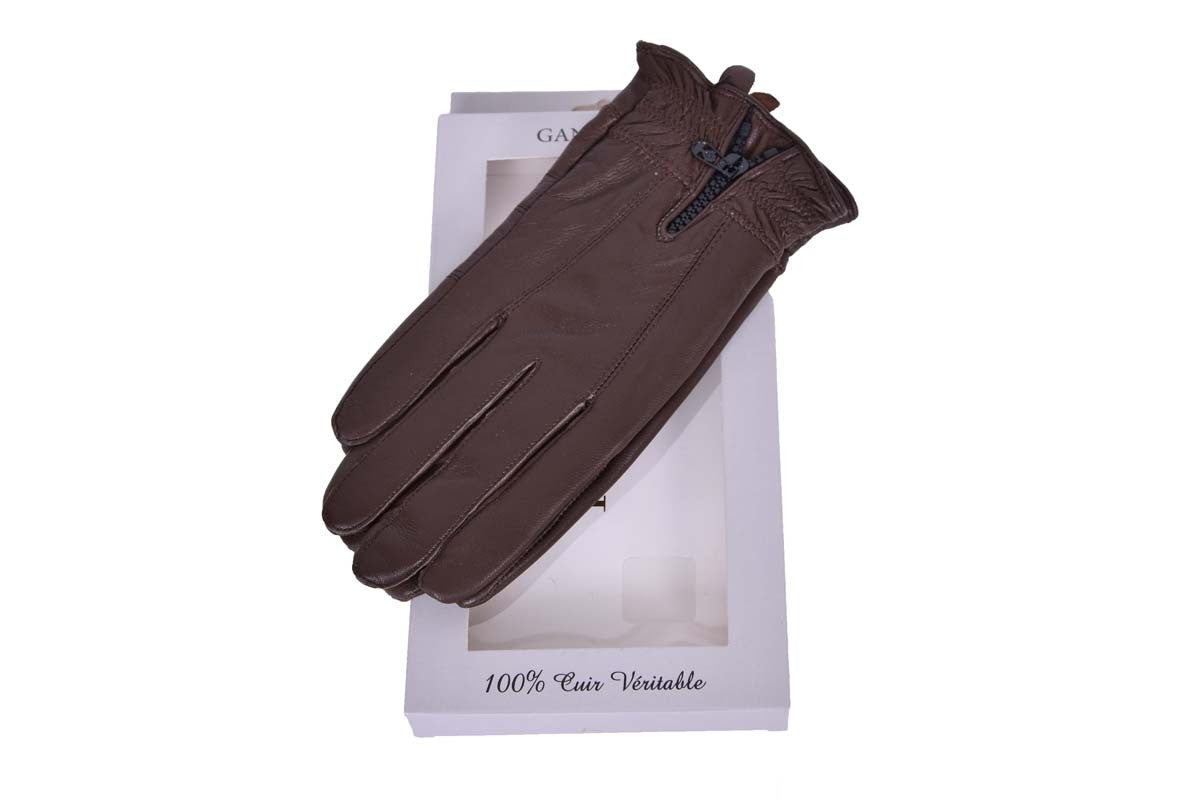 Manoukian - gant pour femme en cuir marron