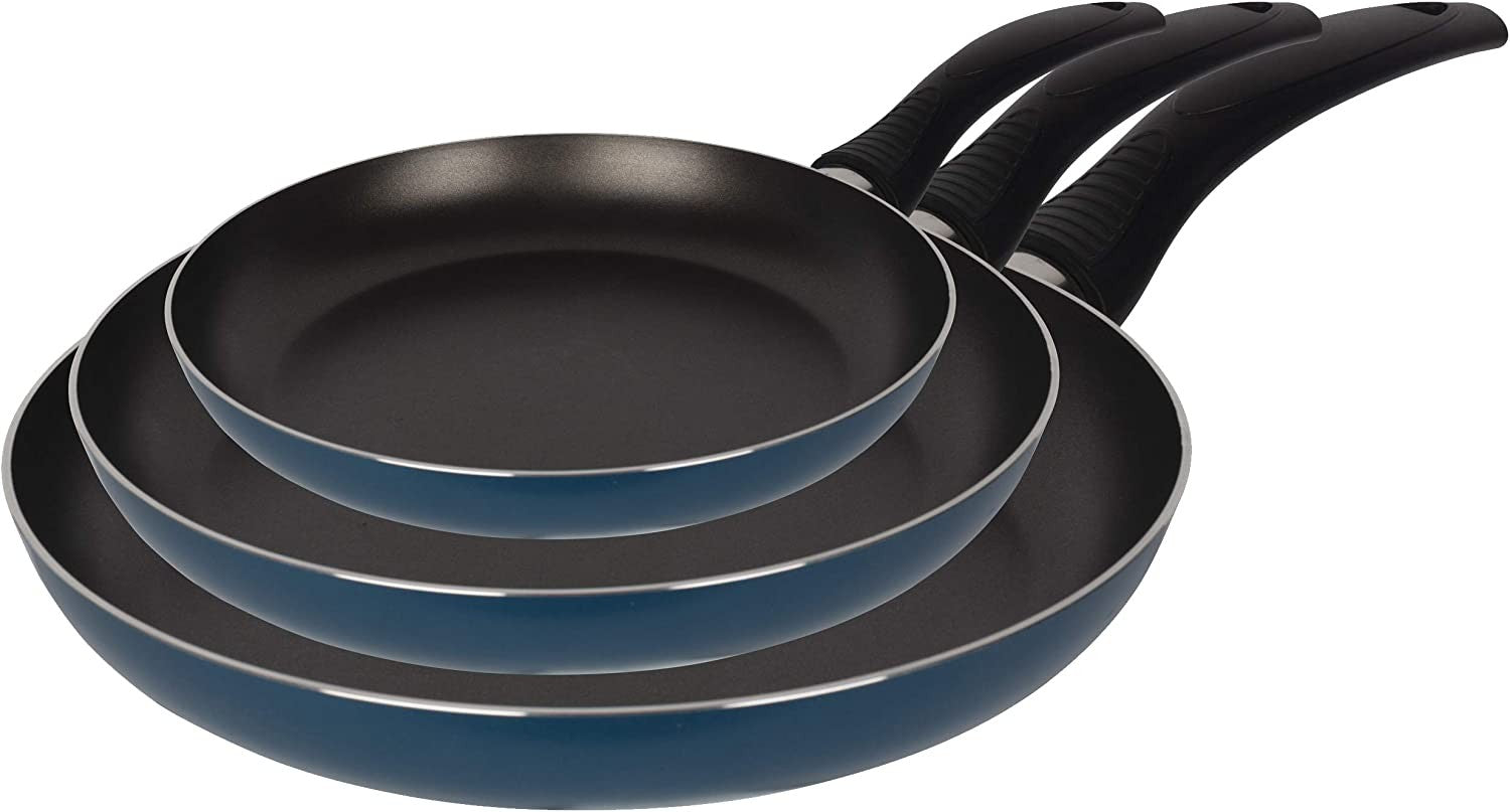 Renberg Lot de 3 poêles en aluminium pressé Lot de 3 poêles Azul