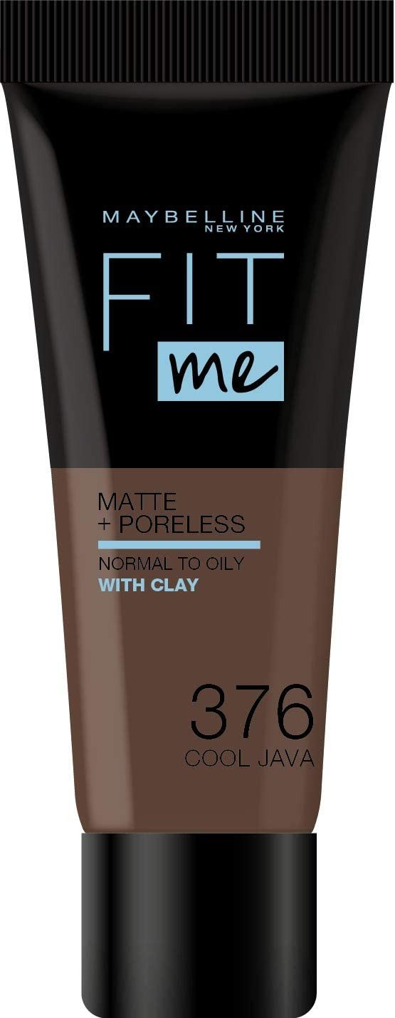 Maybelline New York - Fond de Teint Fluide Ton sur Ton Fit me! Matte and Poreless - Teinte : 376 Chocolat, NU