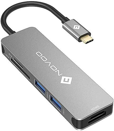 NOVOO Hub USB C HDMI, USB-C vers HDMI 4K, Lecteur de Carte SD & Micro SD, 2 x USB 3.0, Adaptateur USB C en Aluminium