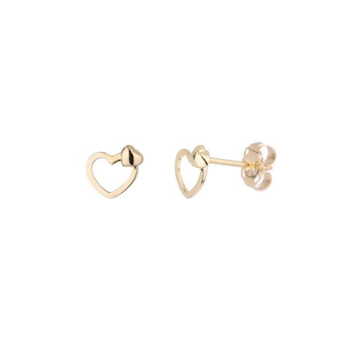 OR ECLAT - Boucles d'oreilles "Double Coeur" Or jaune