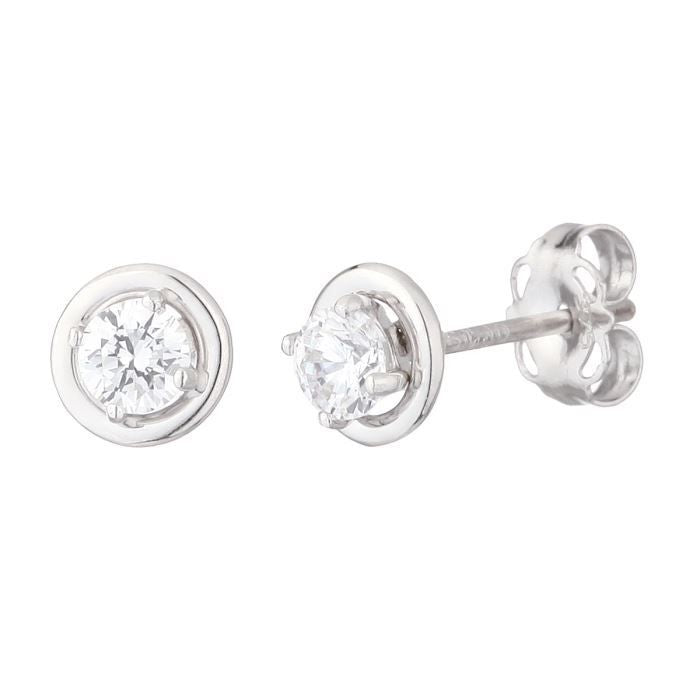 OR ECLAT  - Boucles d'oreilles puces Or blanc