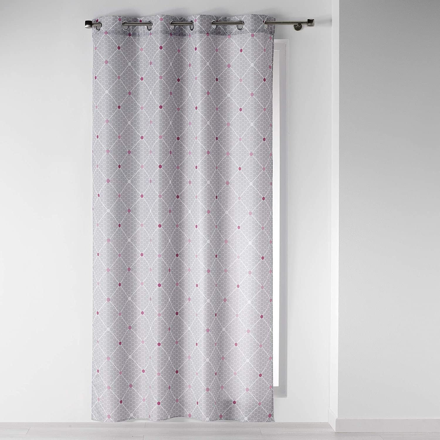 RIDEAU A OEILLETS 140 x 260 CM POLYESTER IMPRIME ELEGANTE